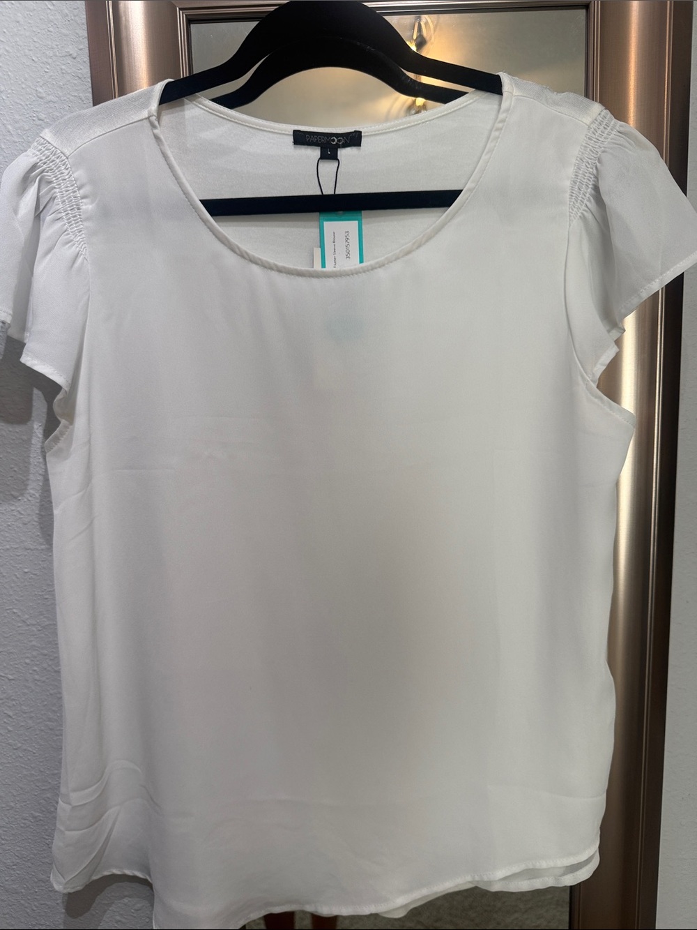PAPERMOON White Scoop Neck Short-Sleeve Blouse